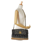 Black Cotton Chanel Shoulder Bag