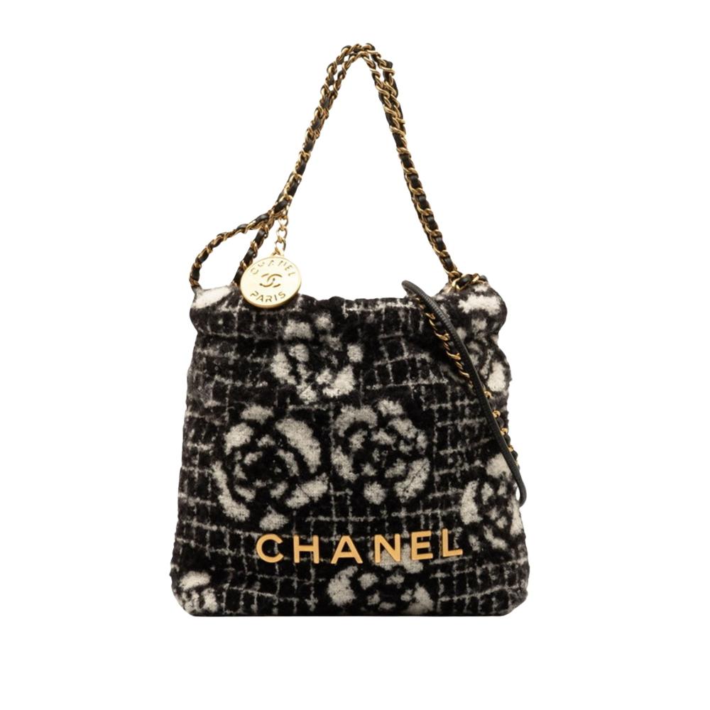 Black Cotton Chanel Shoulder Bag