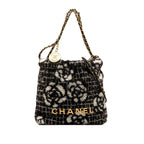 Black Cotton Chanel Shoulder Bag
