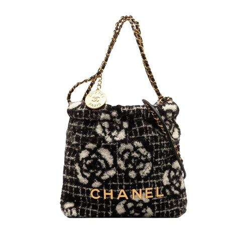 Black Cotton Chanel Shoulder Bag