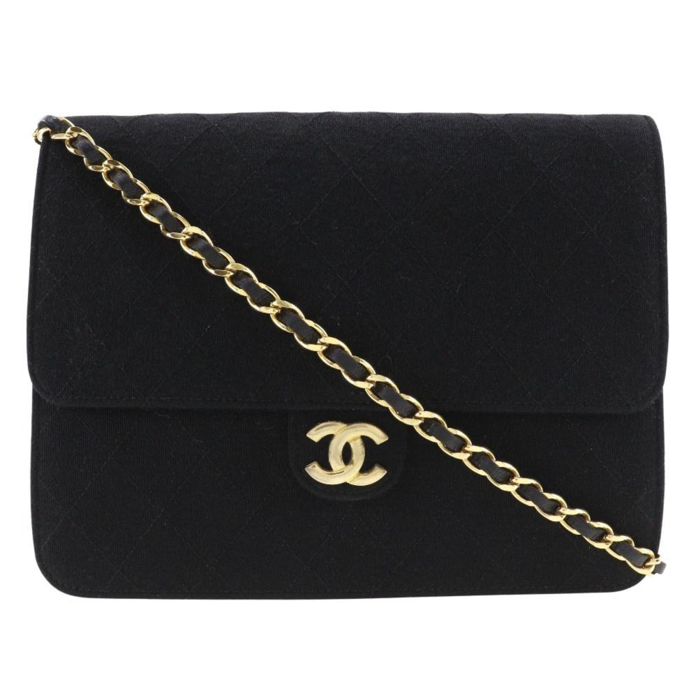 Black Cotton Chanel Shoulder Bag
