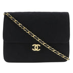 Black Cotton Chanel Shoulder Bag