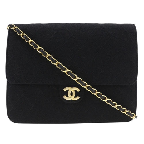 Black Cotton Chanel Shoulder Bag