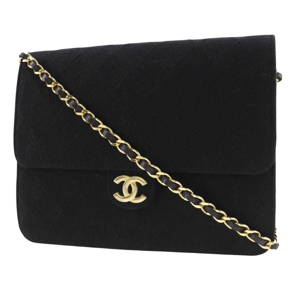 Black Cotton Chanel Shoulder Bag