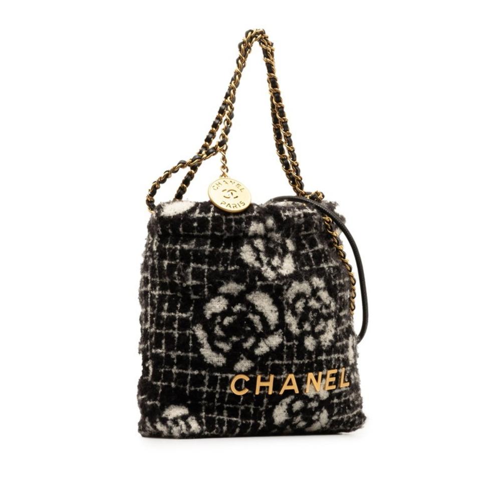 Black Cotton Chanel Shoulder Bag
