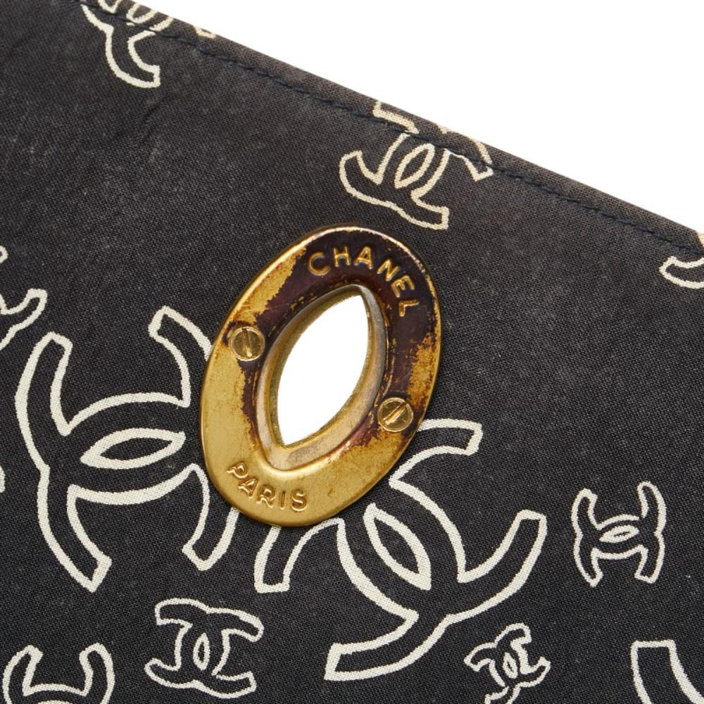 Black Cotton Chanel Shoulder Bag