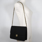 Black Cotton Chanel Shoulder Bag