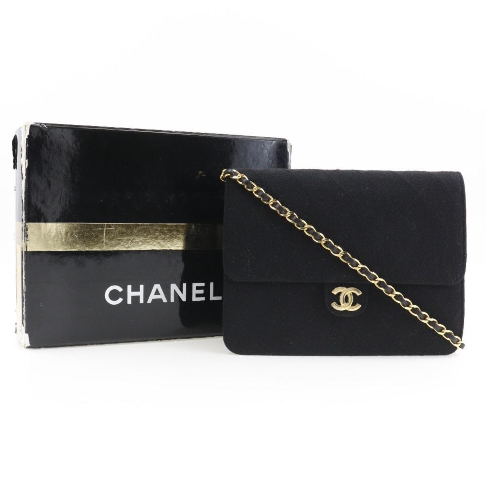 Black Cotton Chanel Shoulder Bag