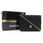 Black Cotton Chanel Shoulder Bag