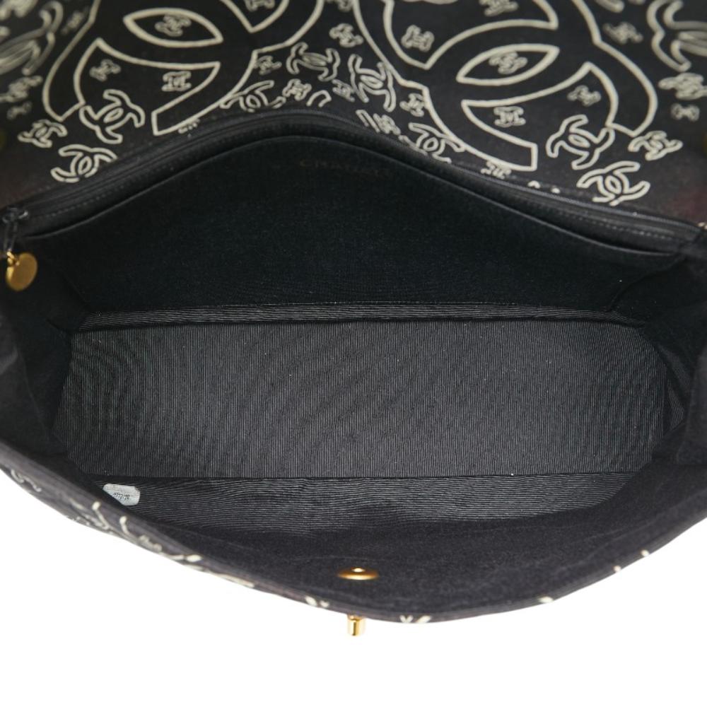 Black Cotton Chanel Shoulder Bag