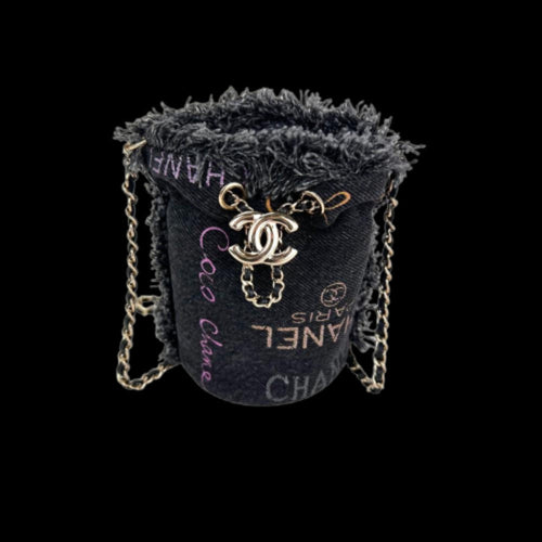 Black Denim Chanel Bucket Bag