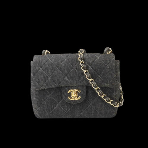 Black Denim Chanel Shoulder Bag