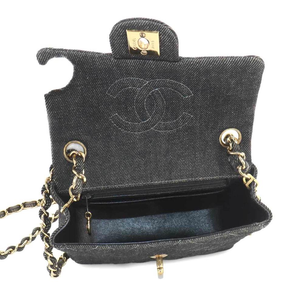 Black Denim Chanel Shoulder Bag