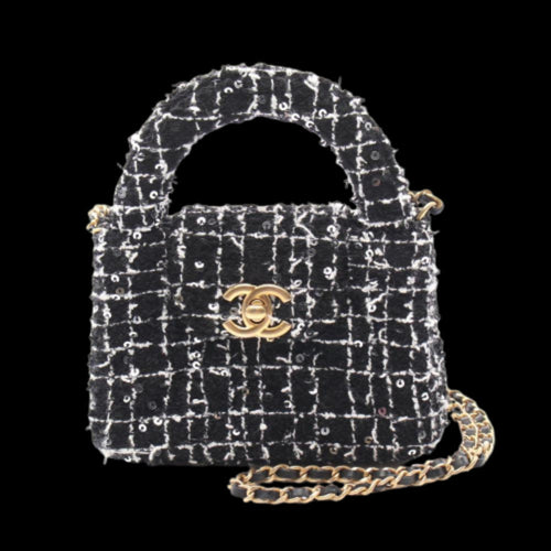 Black Fabric Chanel Crossbody Bag