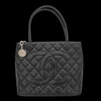 Black Fabric Chanel Tote
