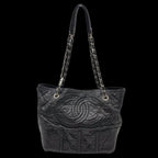 Black Fabric Chanel Tote