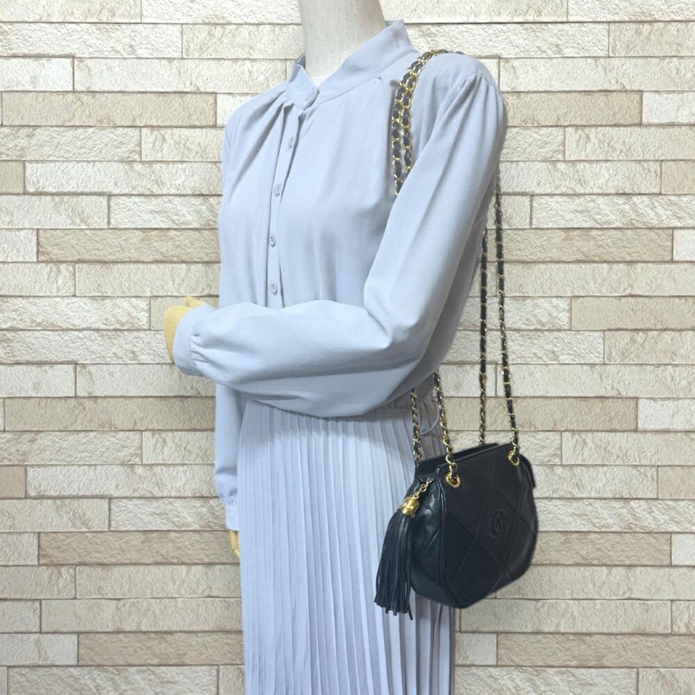 Black Fabric Chanel Shoulder Bag