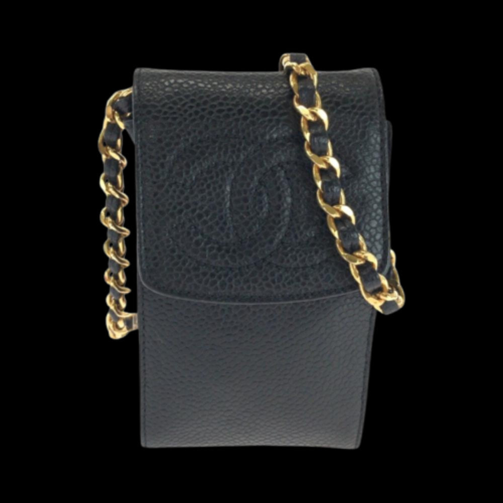 Black Leather Chanel Shoulder Bag