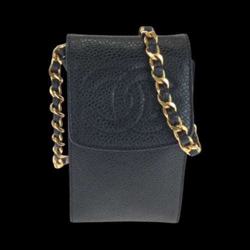 Black Leather Chanel Shoulder Bag