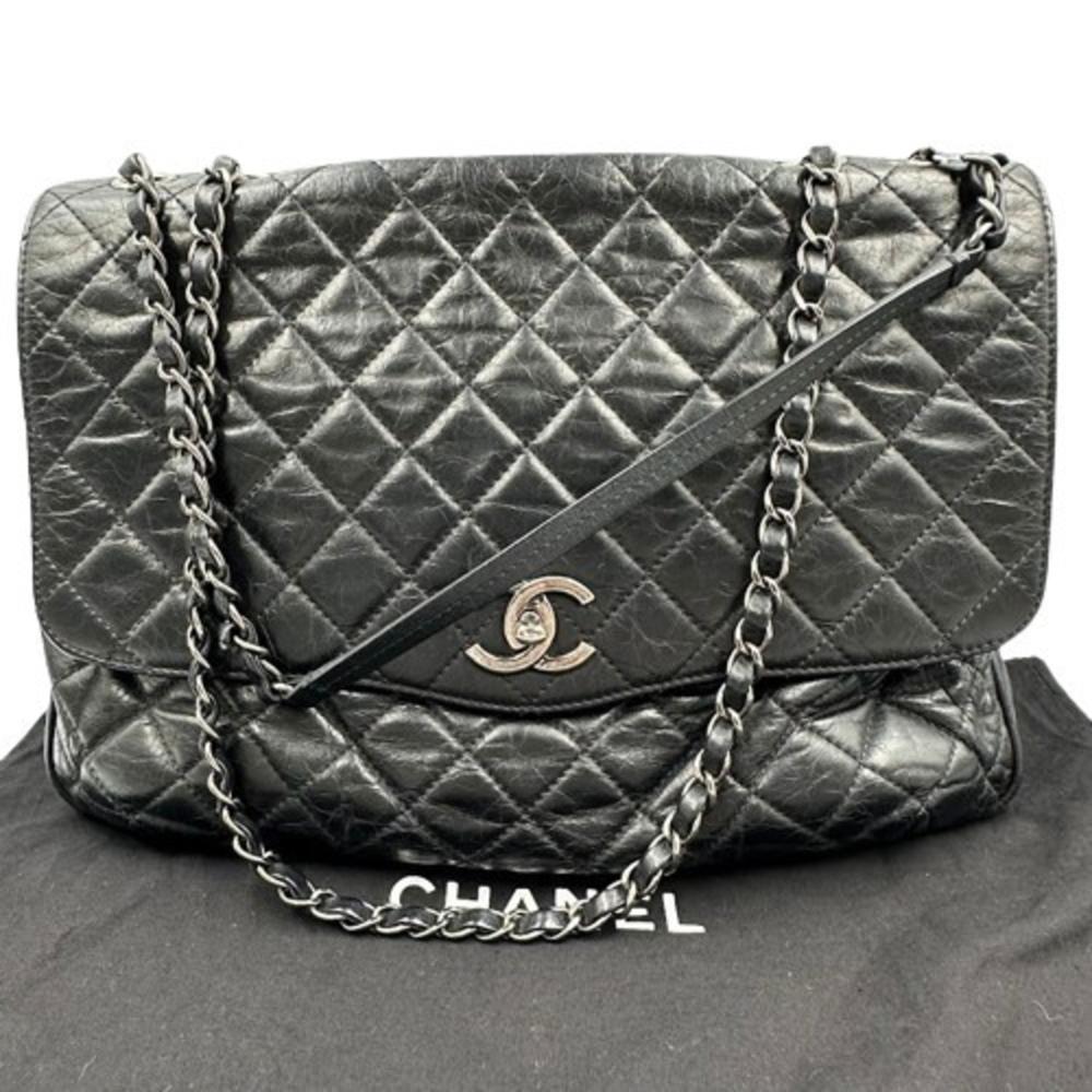Black Leather Chanel Shoulder Bag