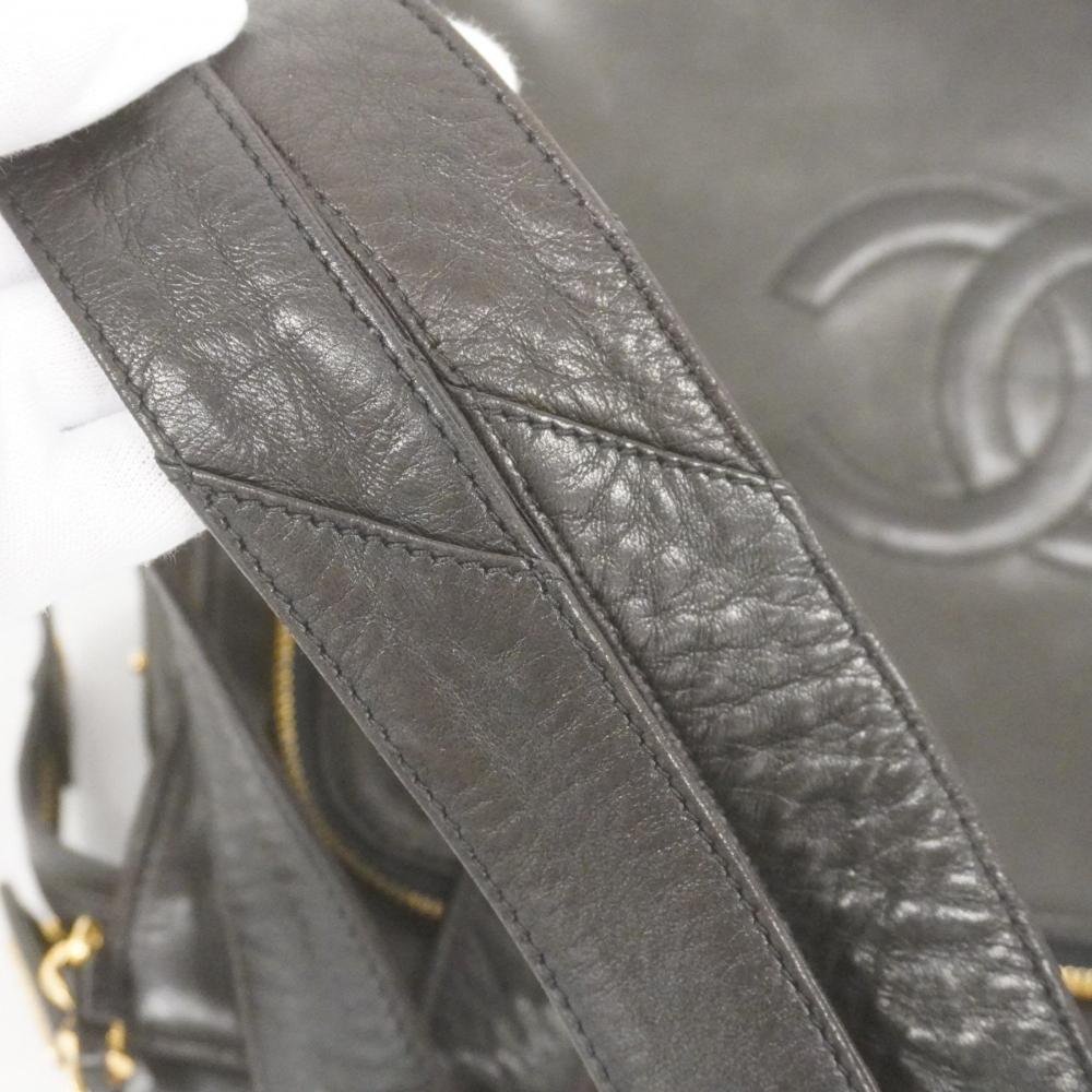 Black Leather Chanel Shoulder Bag