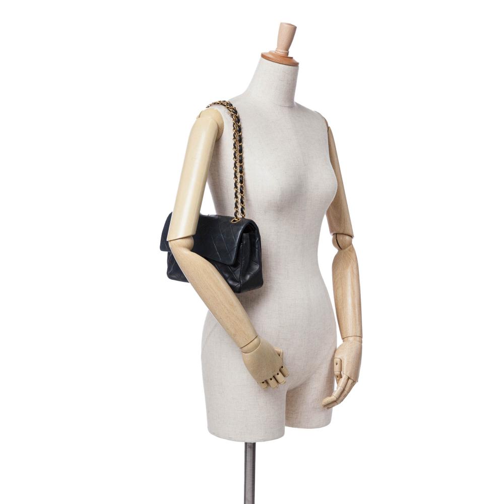 Black Leather Chanel Flap Bag