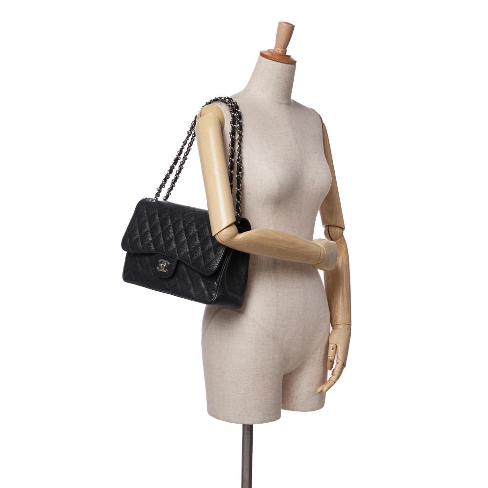 Black Leather Chanel Flap Bag