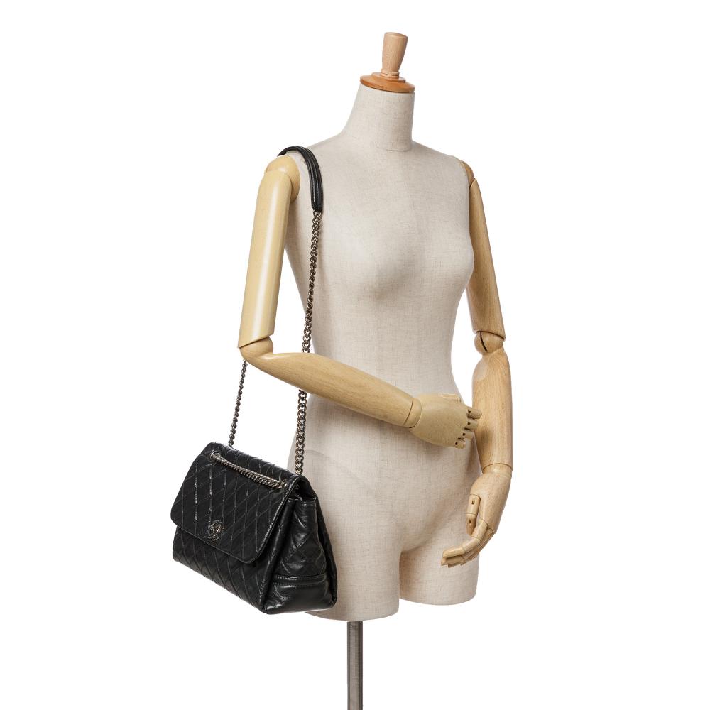 Black Leather Chanel Flap Bag