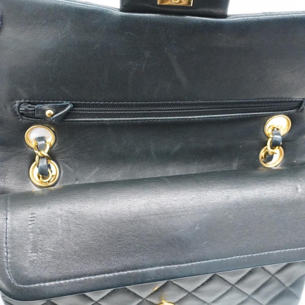 Black Leather Chanel Flap Bag