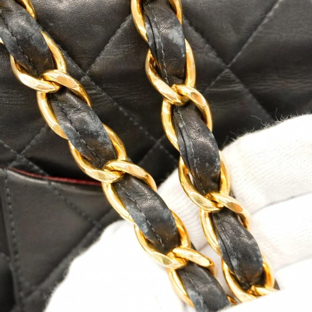 Black Leather Chanel Shoulder Bag
