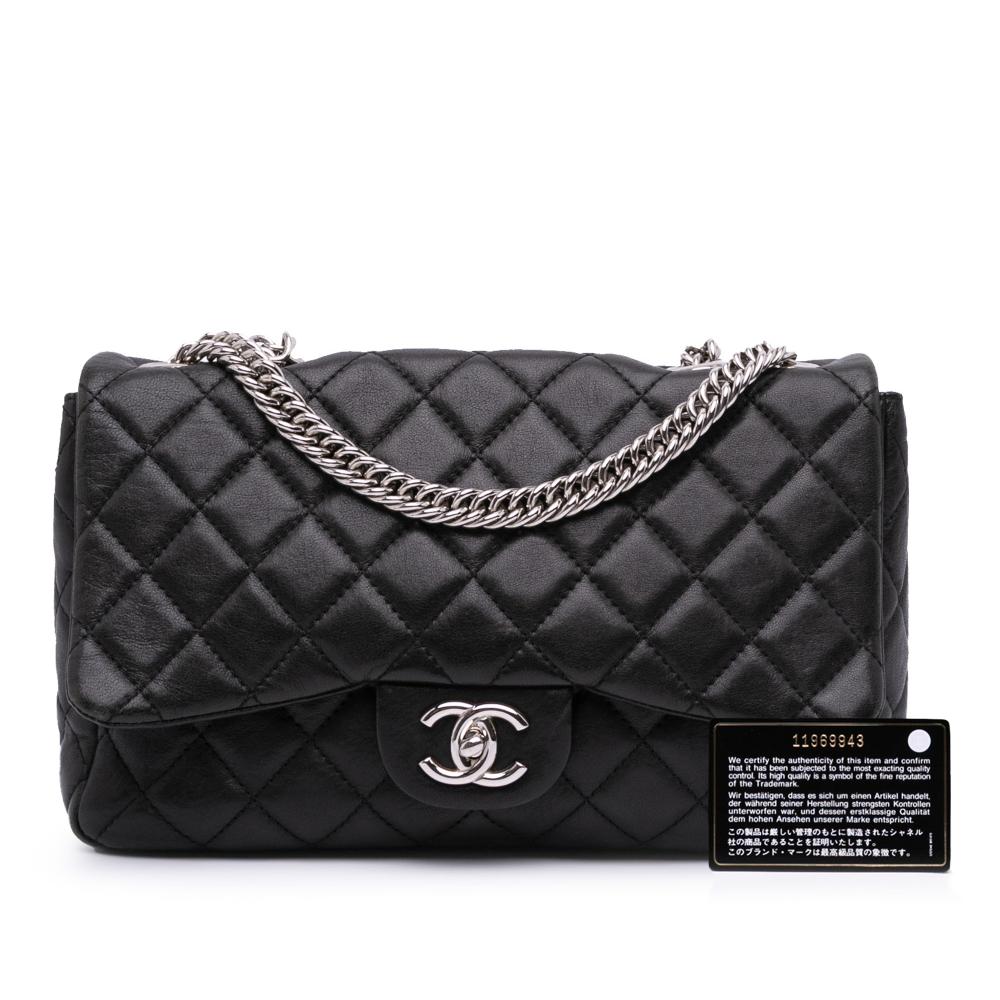 Black Leather Chanel Flap Bag