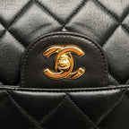 Black Leather Chanel Flap Bag