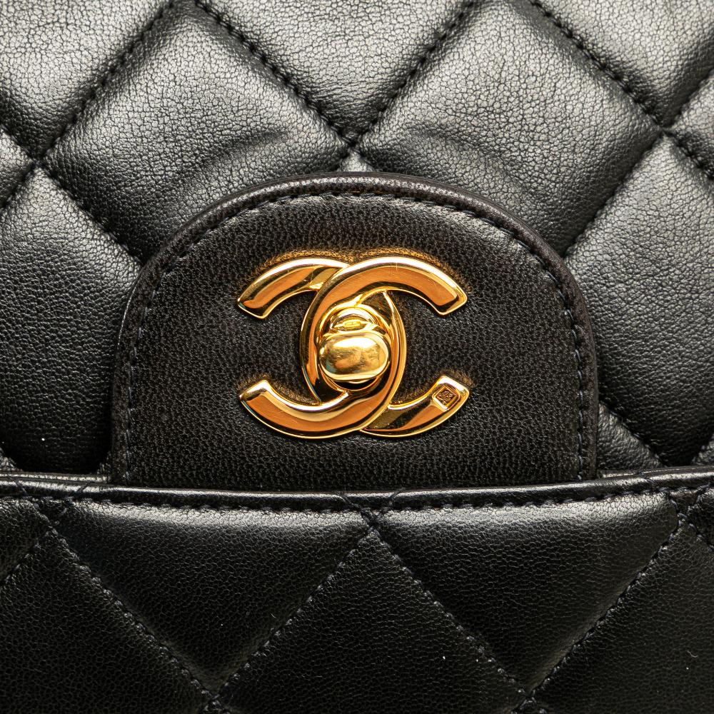 Black Leather Chanel Flap Bag