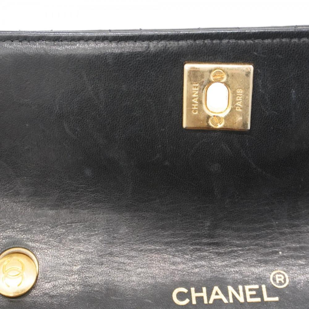 Black Leather Chanel Shoulder Bag