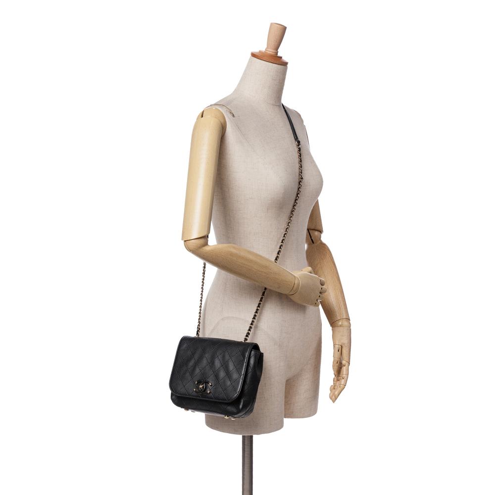 Black Leather Chanel Flap Bag