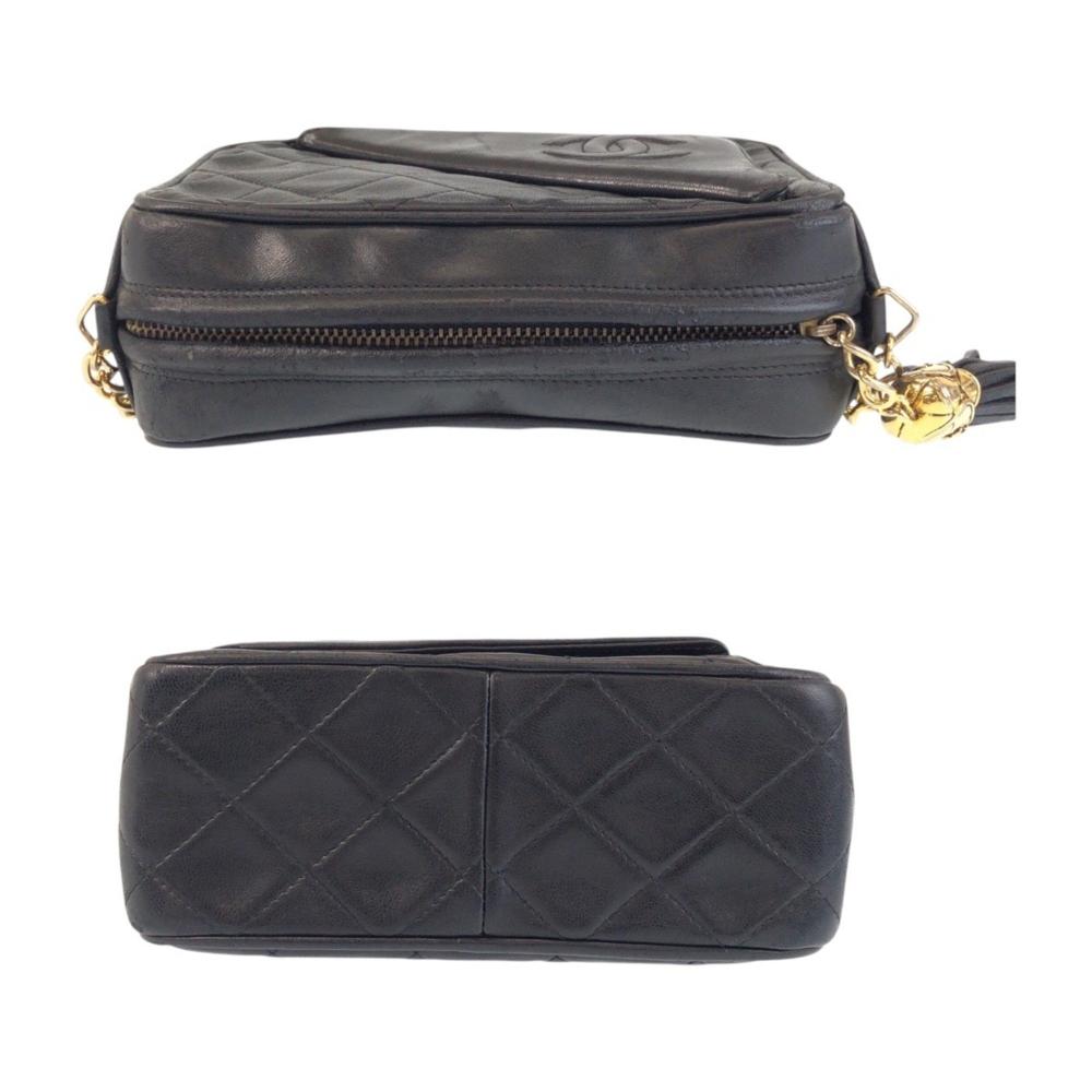 Black Leather Chanel Shoulder Bag
