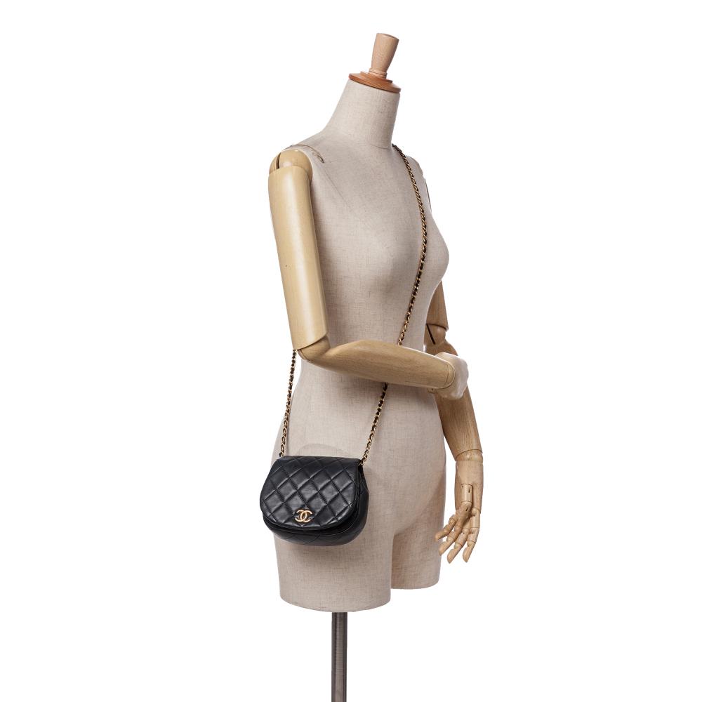 Black Leather Chanel Crossbody Bag