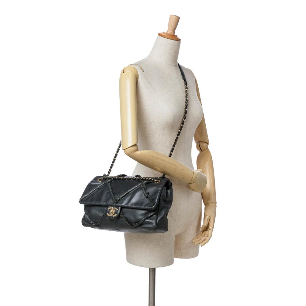 Black Leather Chanel Flap Bag