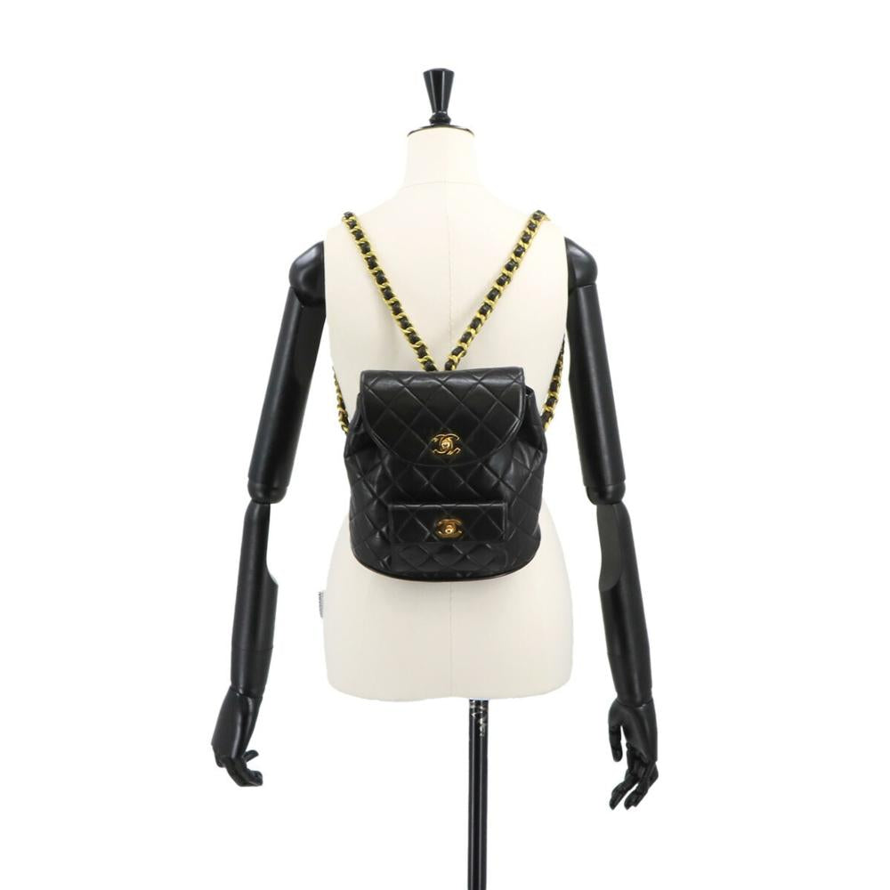 Black Leather Chanel Backpack