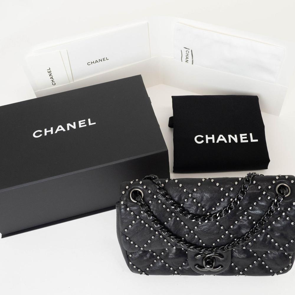 Black Leather Chanel Shoulder Bag