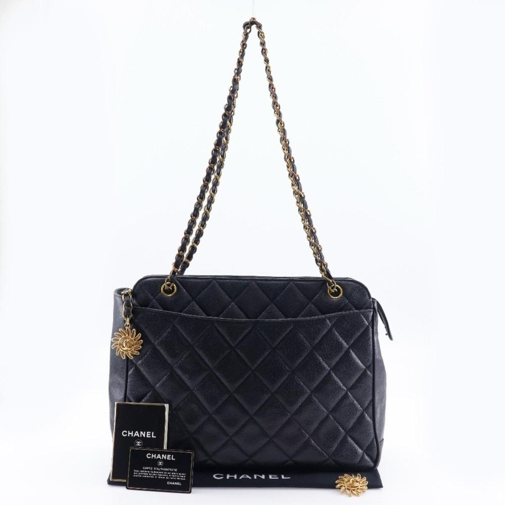 Black Leather Chanel Shoulder Bag
