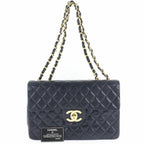 Black Leather Chanel Shoulder Bag