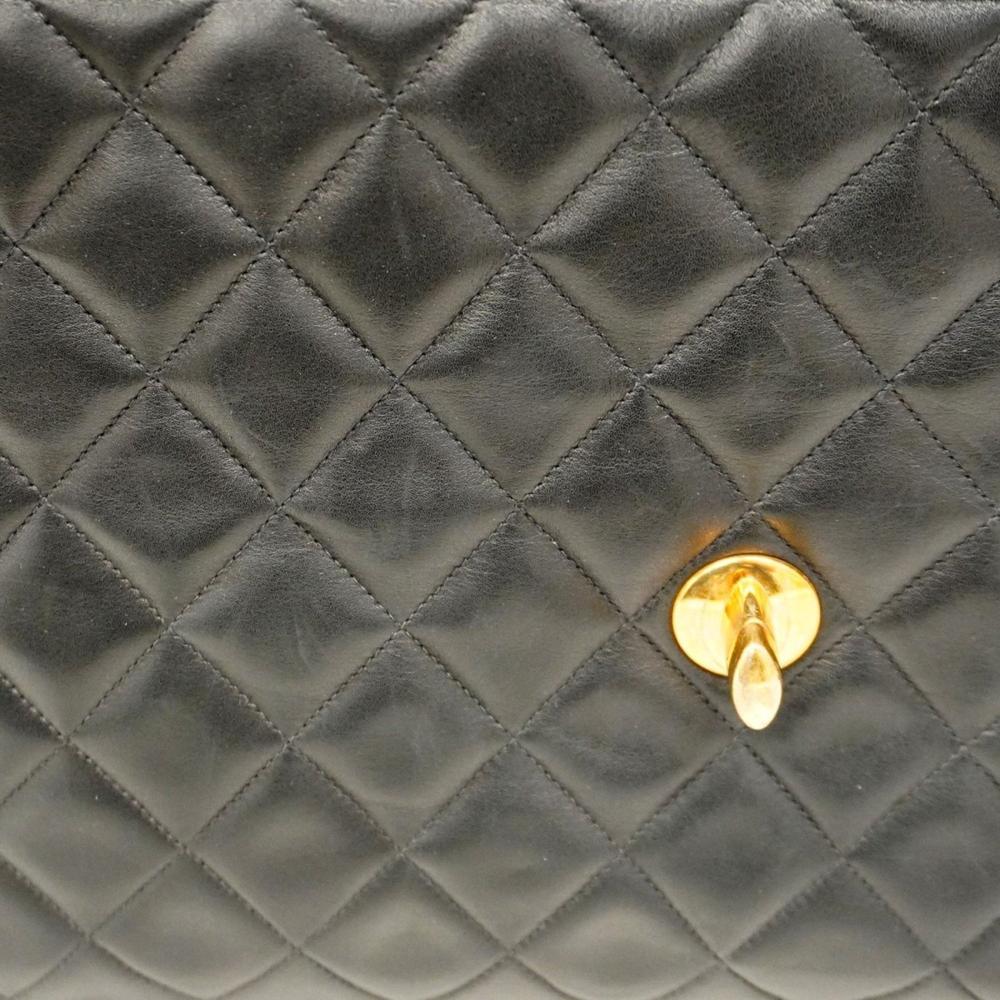 Black Leather Chanel Shoulder Bag