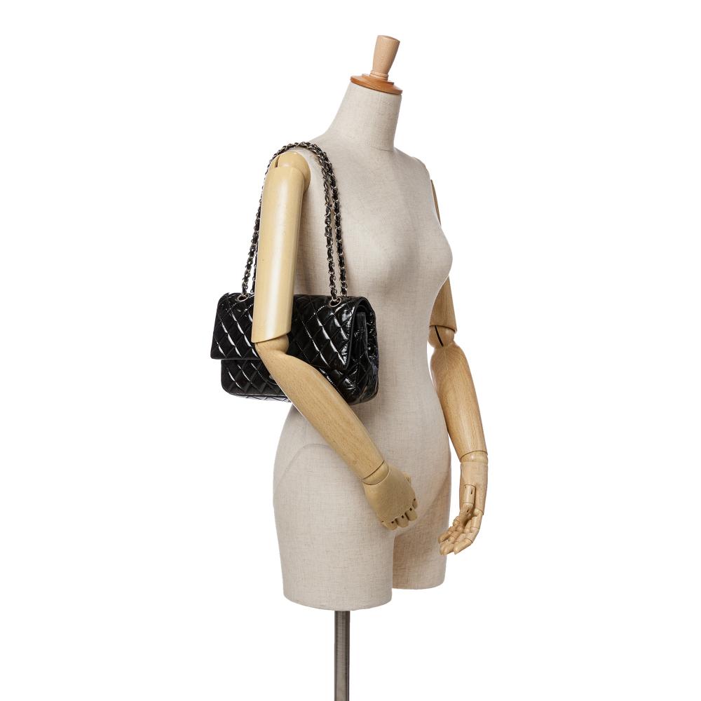 Black Leather Chanel Flap Bag