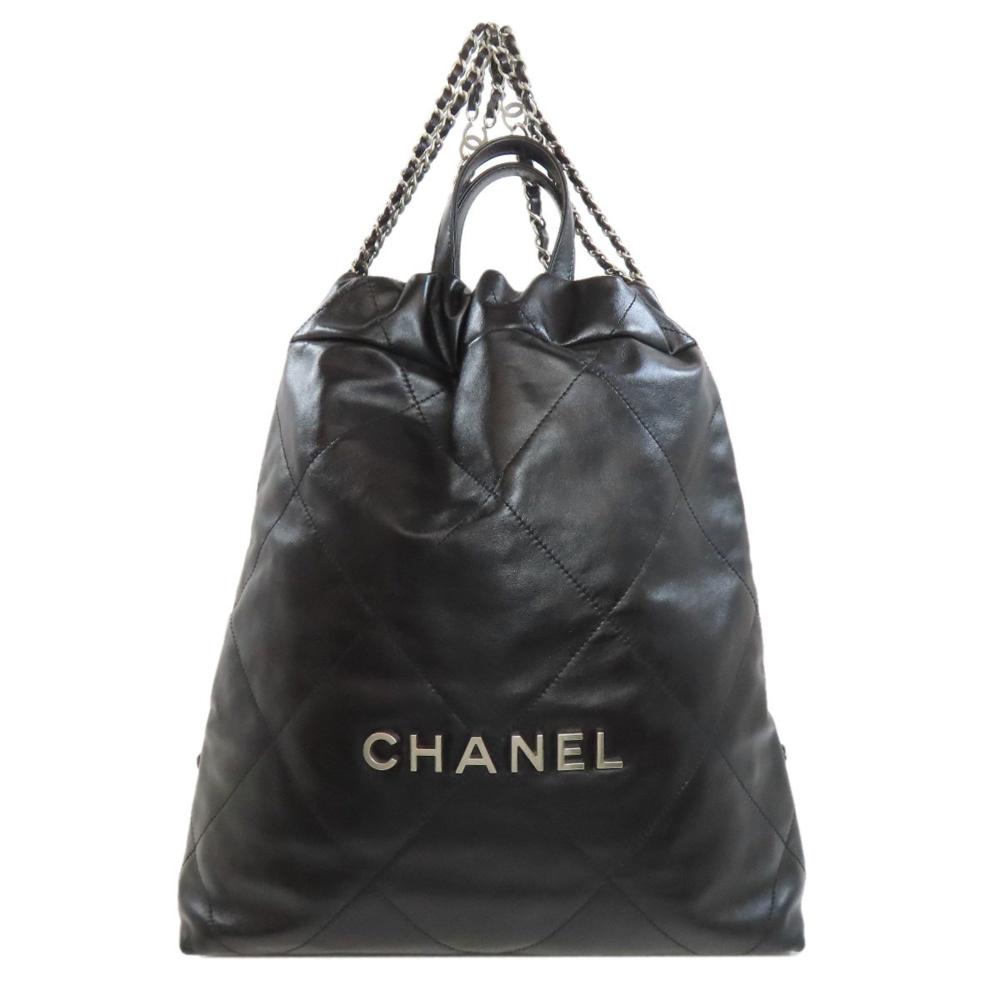 Black Leather Chanel Backpack