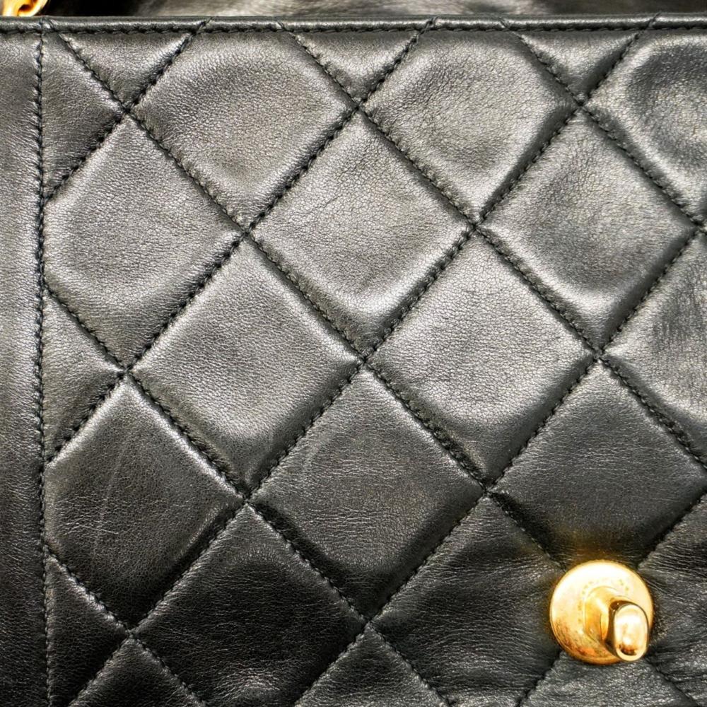 Black Leather Chanel Shoulder Bag