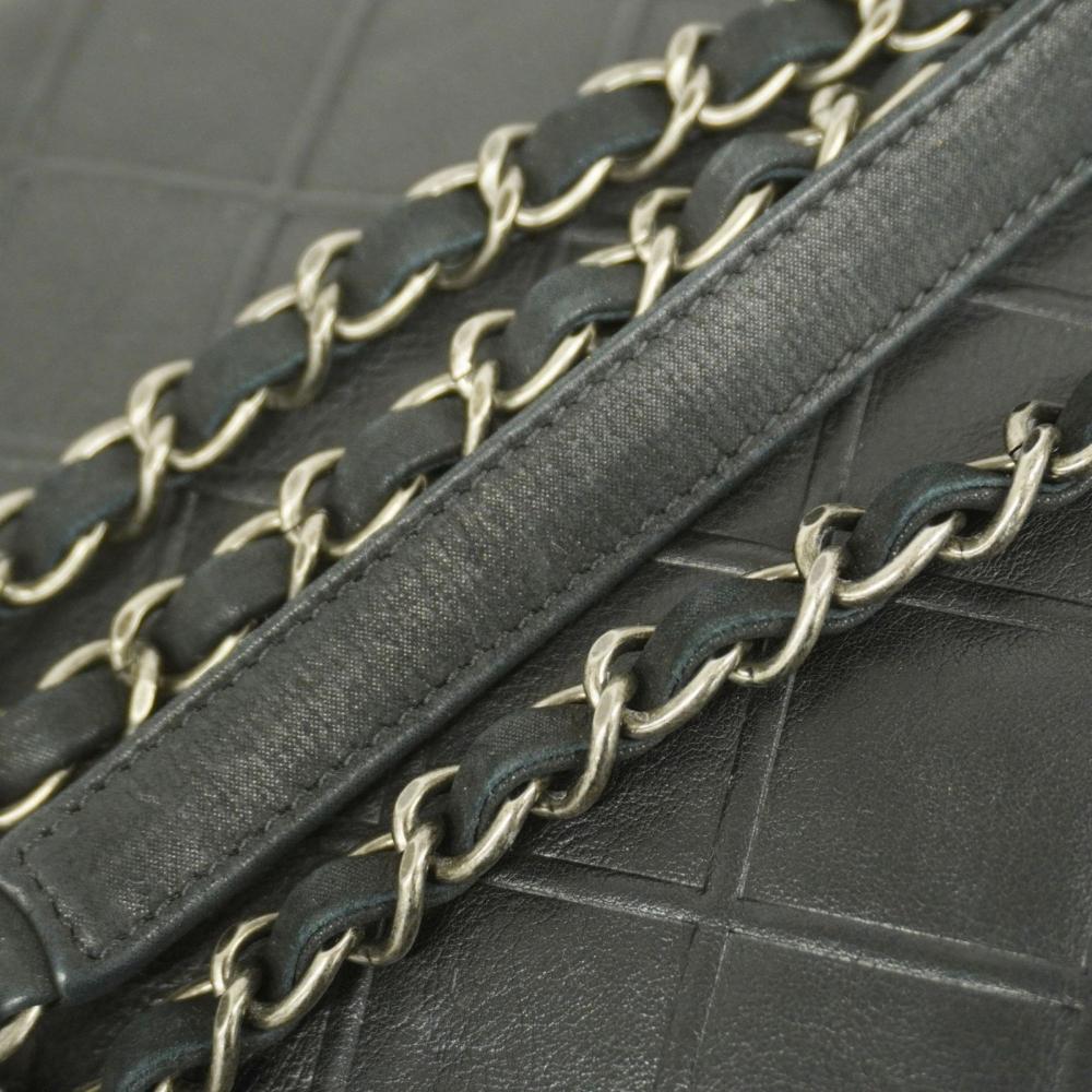Black Leather Chanel Shoulder Bag