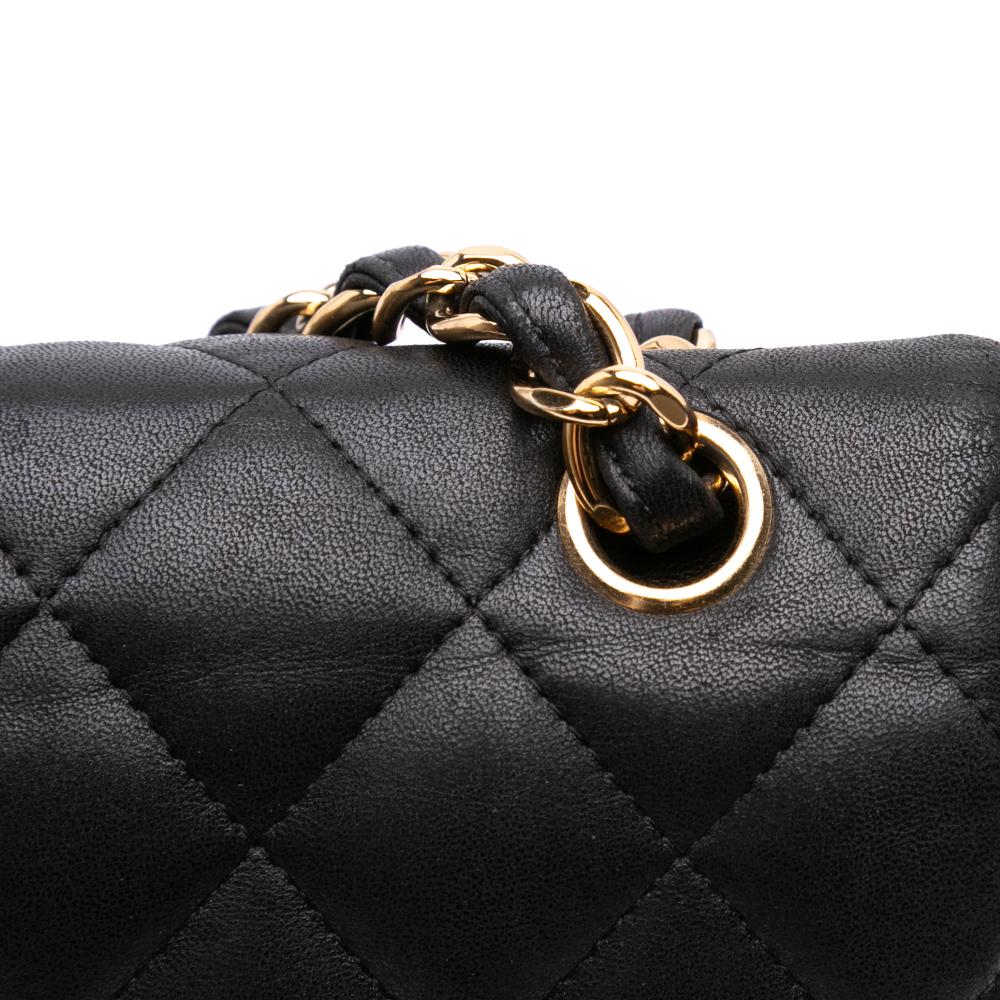 Black Leather Chanel Flap Bag
