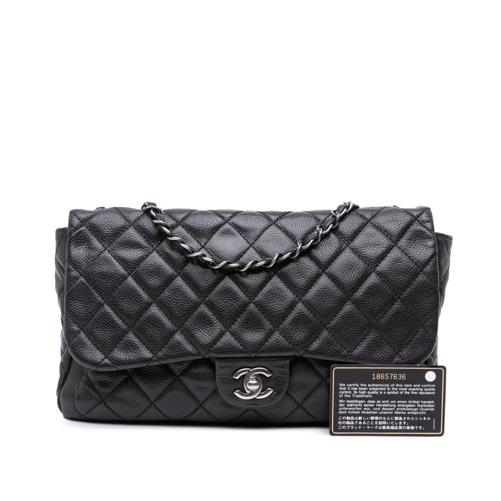Black Leather Chanel Flap Bag