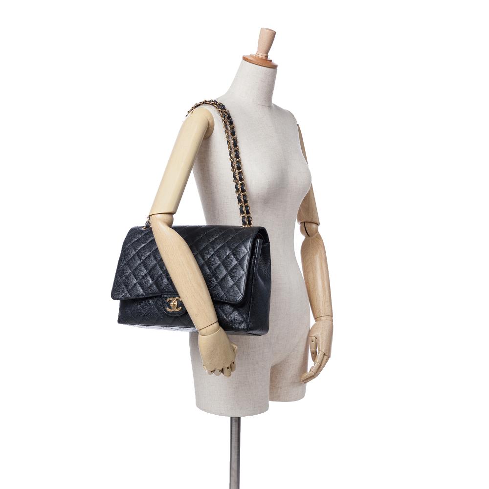 Black Leather Chanel Flap Bag